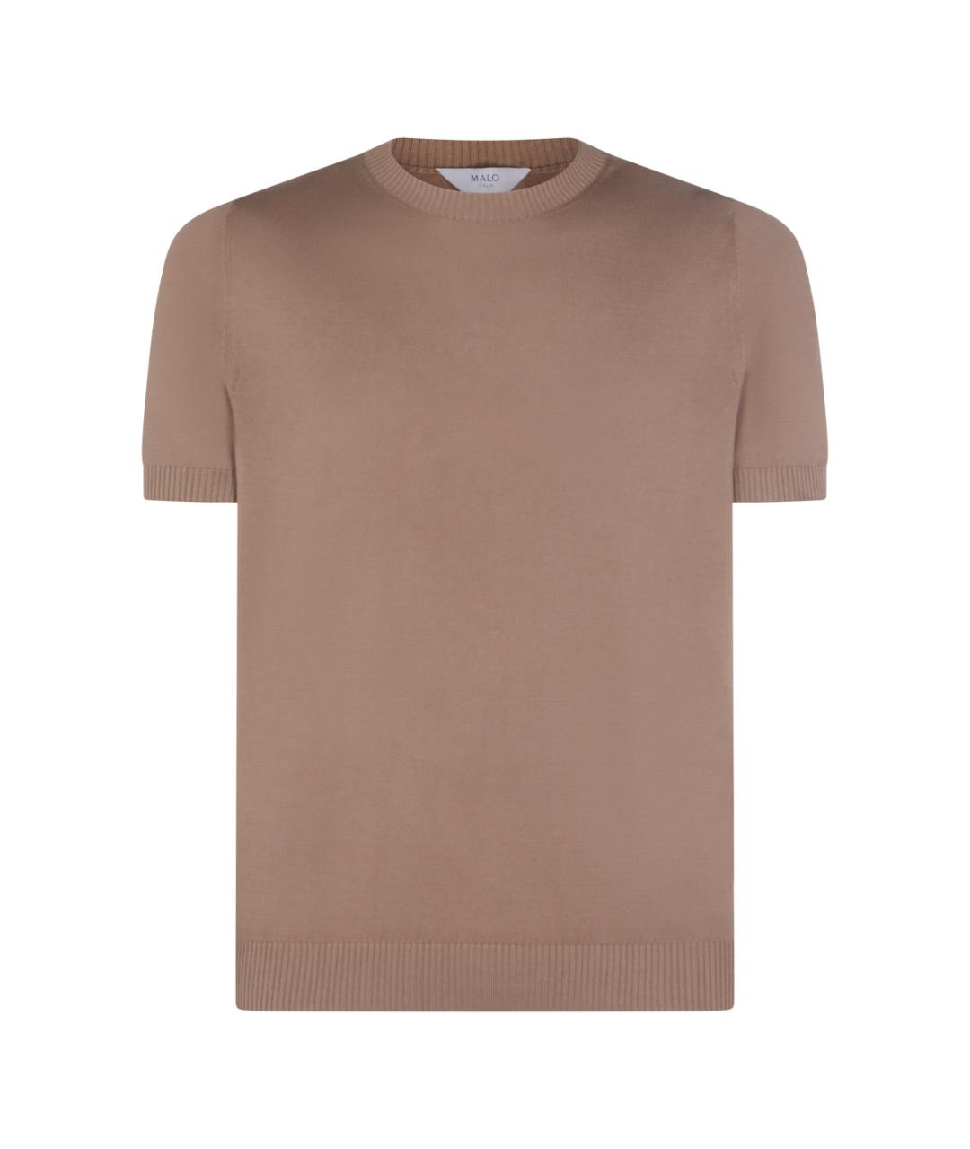 MALO Бежевая хлопковая футболка, фото 1