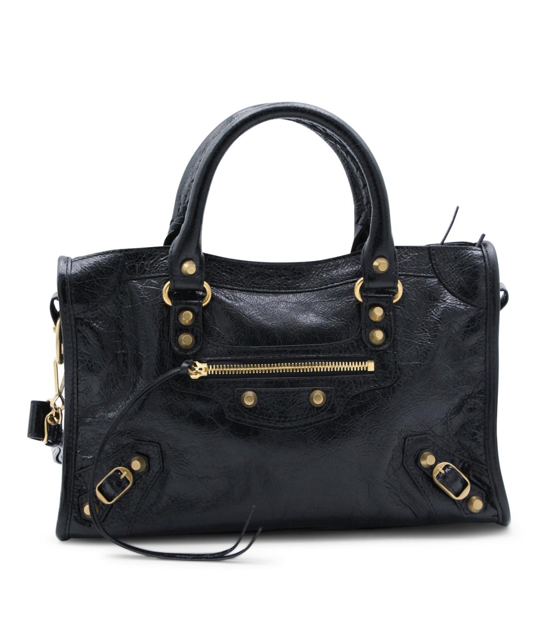 BALENCIAGA Черная кожаная сумка тоут, фото 1