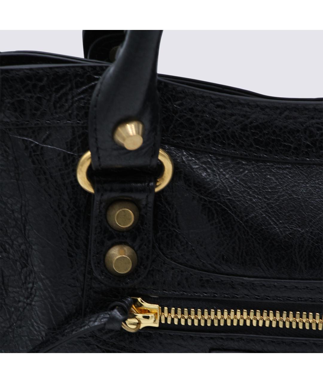 BALENCIAGA Черная кожаная сумка тоут, фото 5