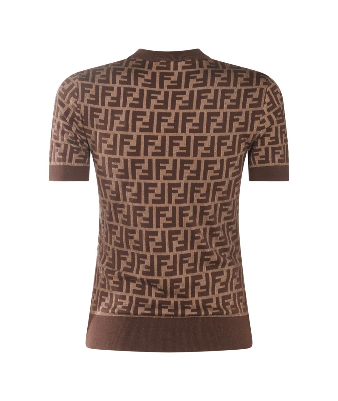 FENDI Коричневый хлопко-эластановый джемпер / свитер, фото 2
