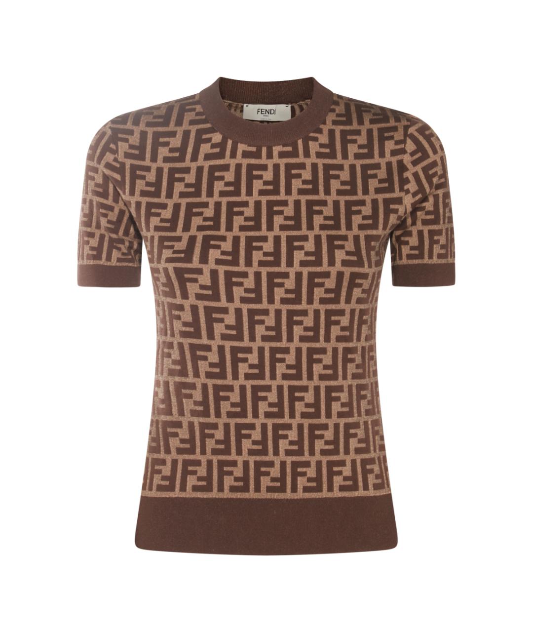 FENDI Коричневый хлопко-эластановый джемпер / свитер, фото 1