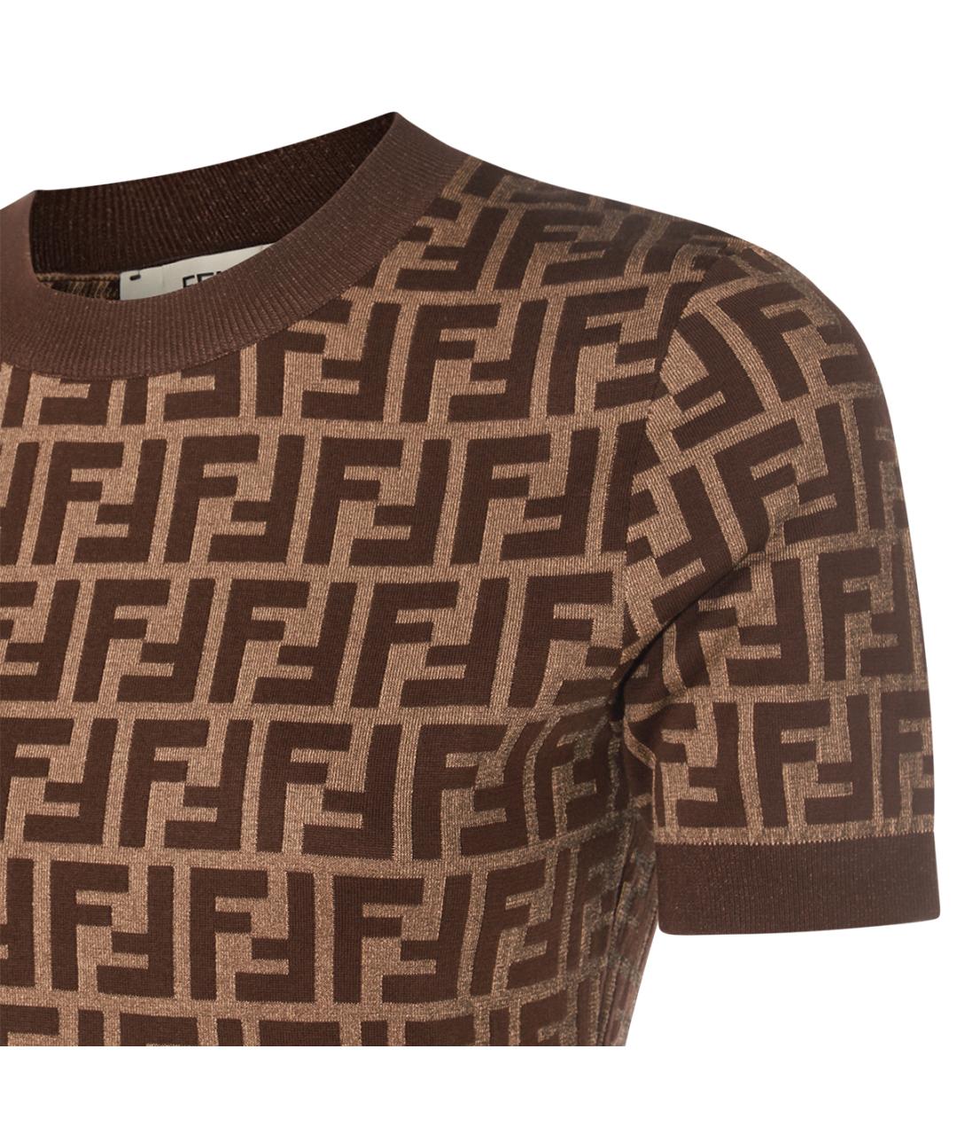 FENDI Коричневый хлопко-эластановый джемпер / свитер, фото 3