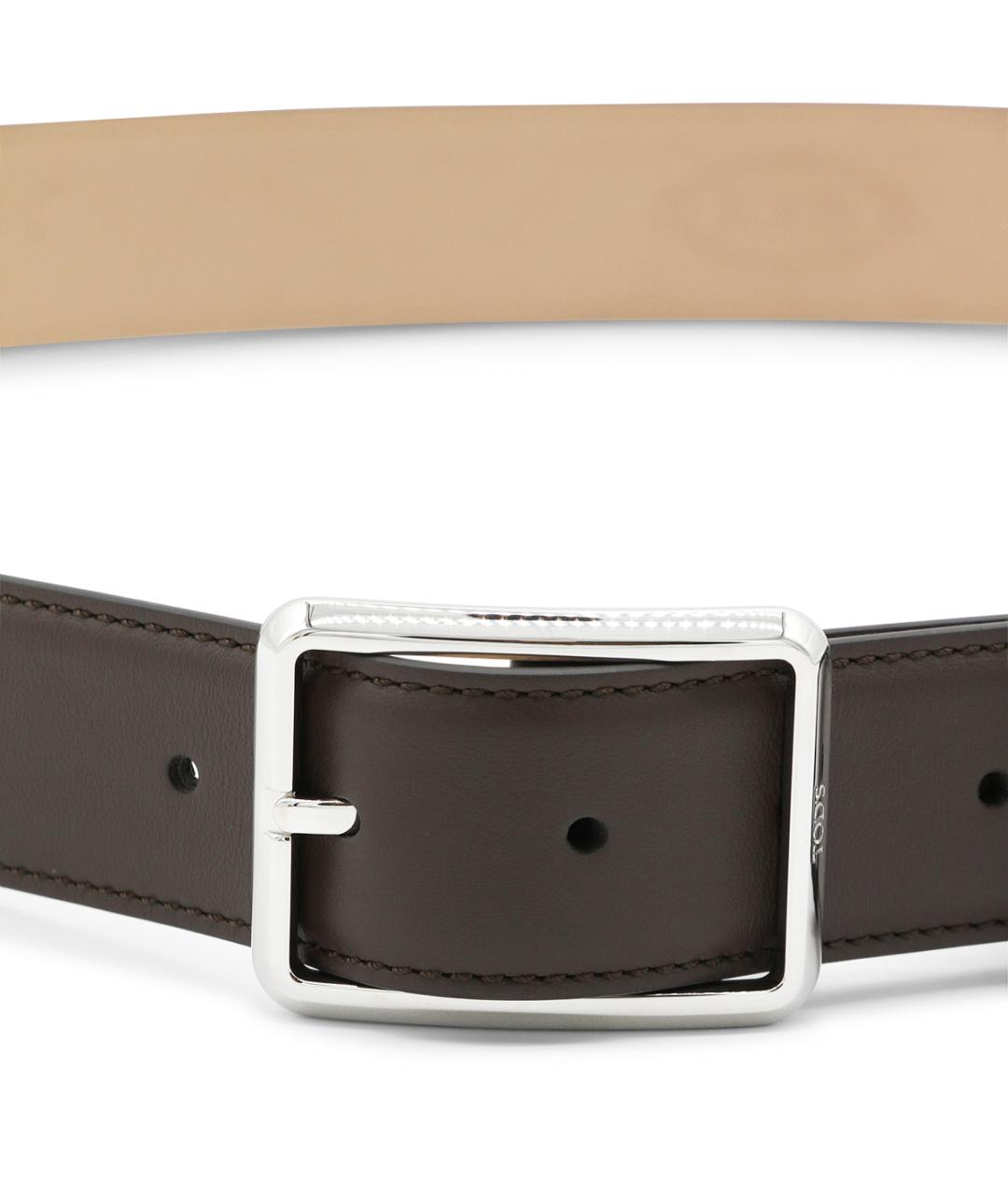 TOD'S Коричневый кожаный ремень, фото 2