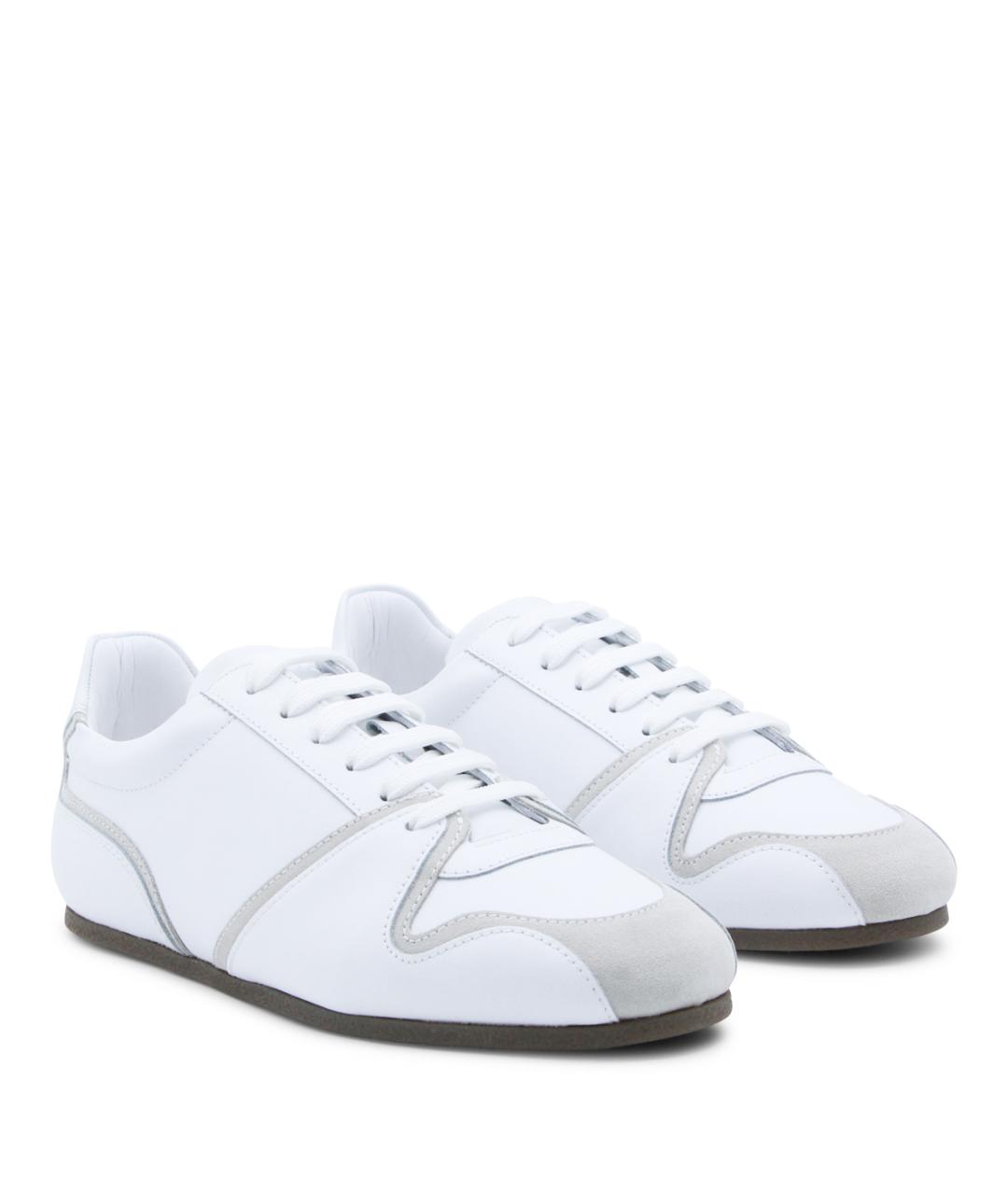 MOSCHINO Белые кожаные низкие кроссовки / кеды, фото 2