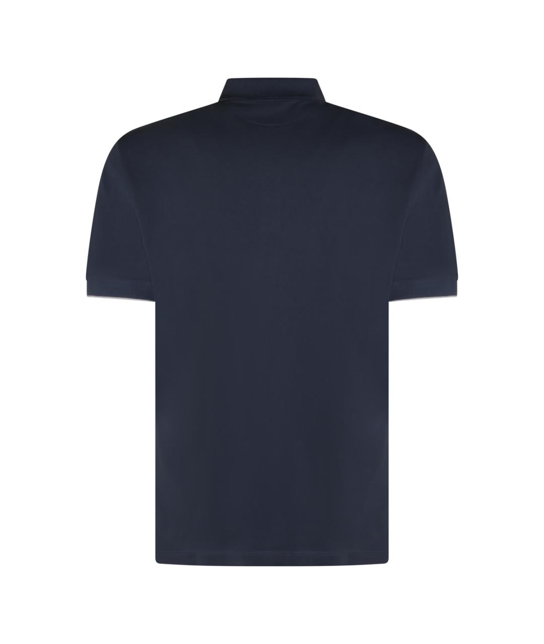 BRUNELLO CUCINELLI Синее хлопковое поло с коротким рукавом, фото 2