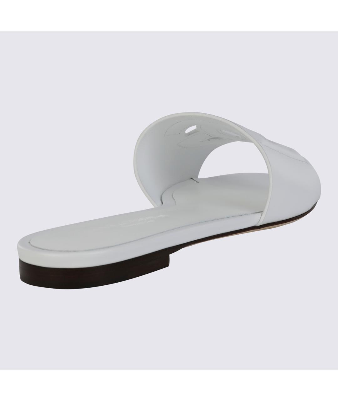 DOLCE&GABBANA Белые кожаные шлепанцы, фото 2