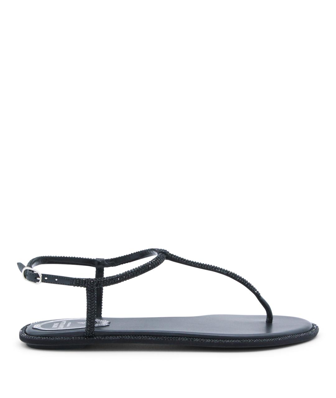 RENE CAOVILLA Черные кожаные сандалии, фото 1