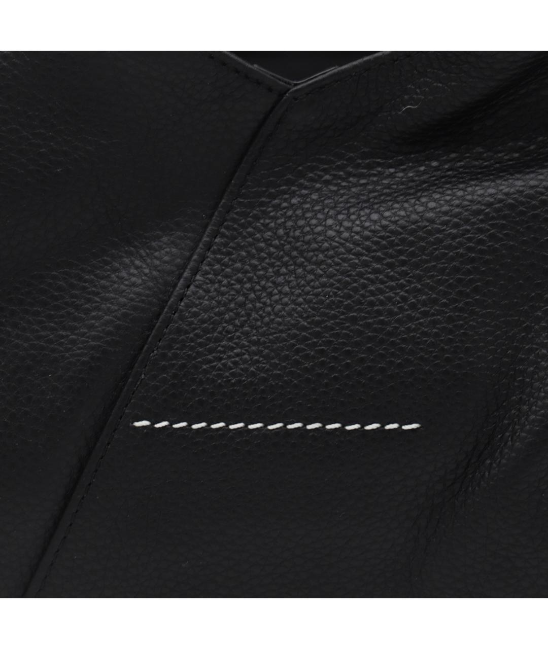 MM6 MAISON MARGIELA Черная кожаная сумка с короткими ручками, фото 3