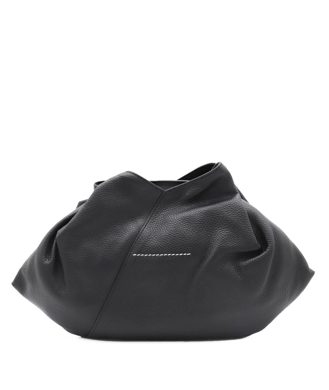 MM6 MAISON MARGIELA Черная кожаная сумка с короткими ручками, фото 1