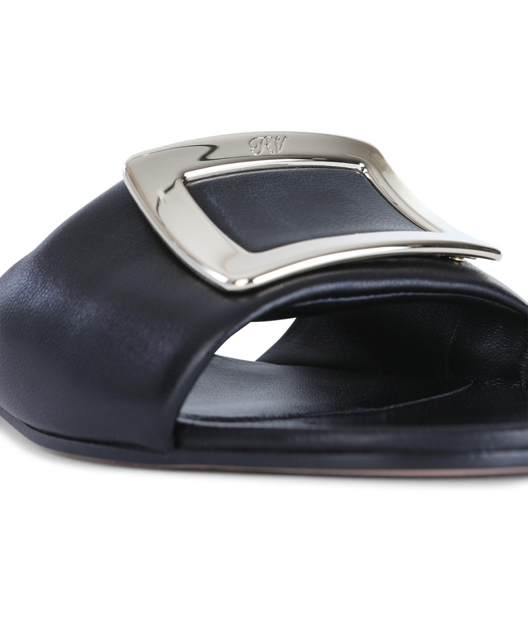 ROGER VIVIER Черные кожаные босоножки, фото 4