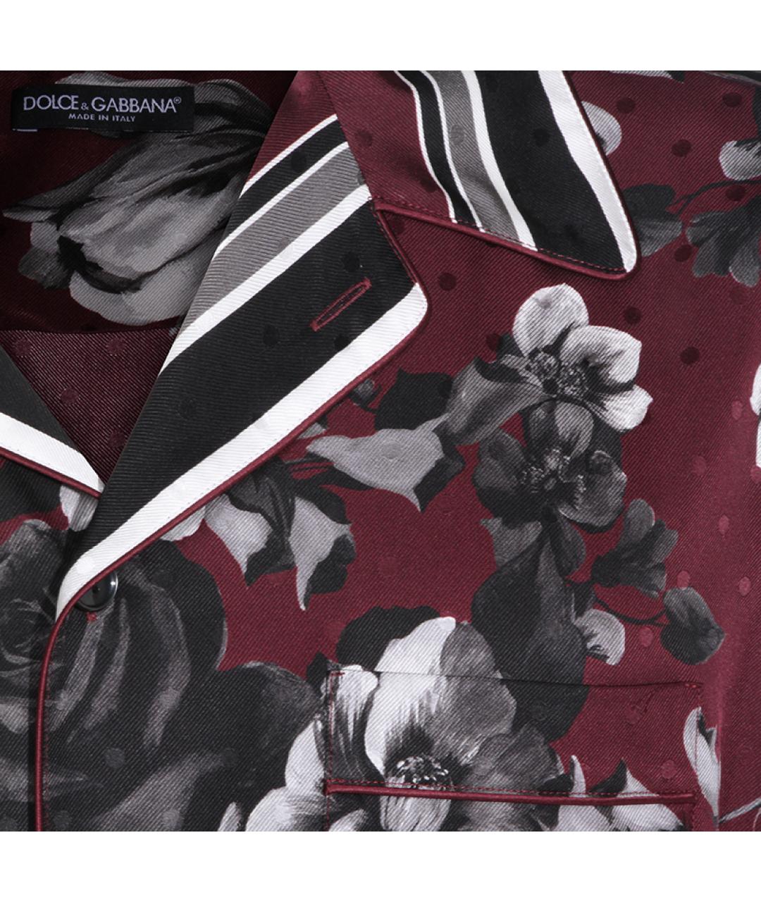 DOLCE&GABBANA Бордовая шелковая кэжуал рубашка, фото 3