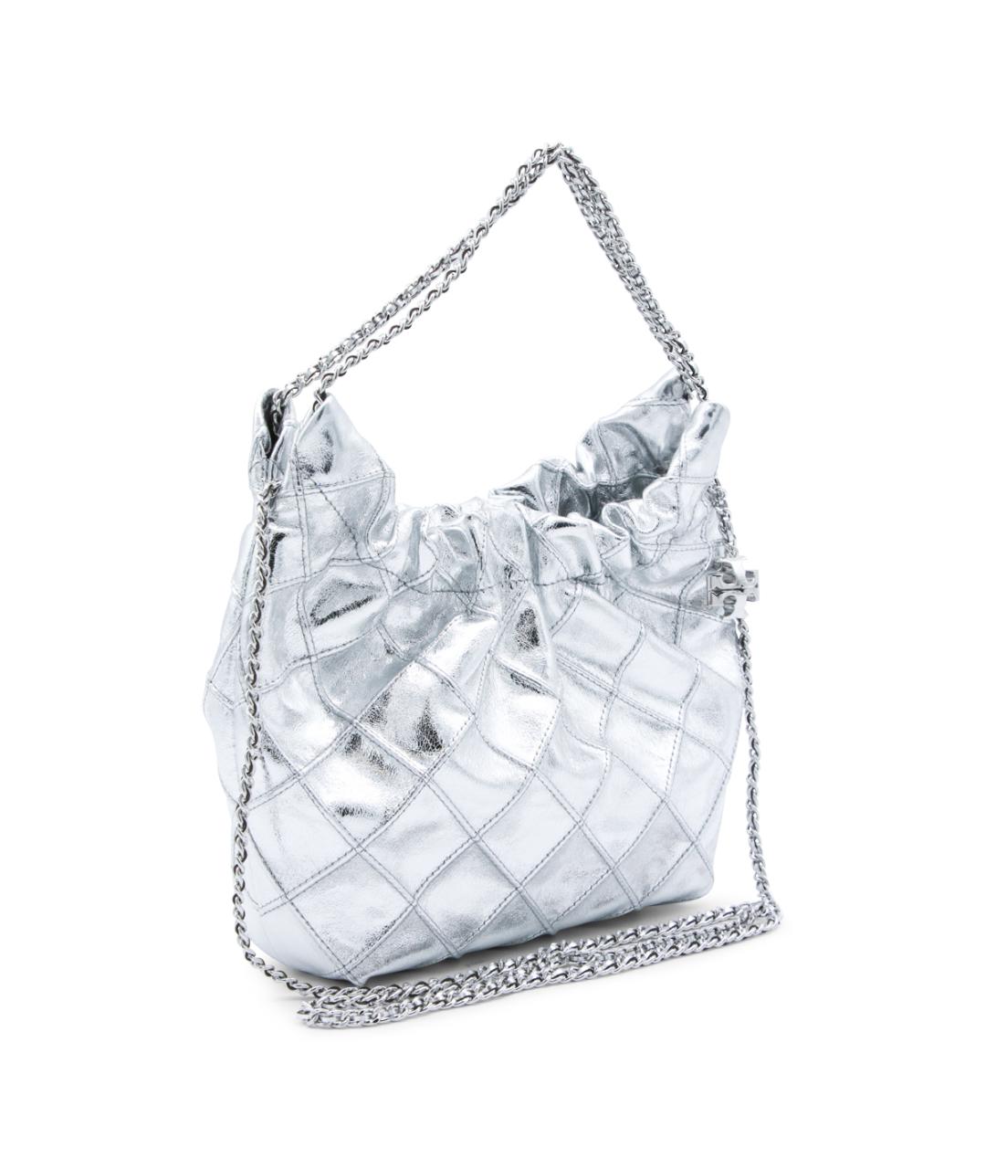 TORY BURCH Серебряная кожаная сумка через плечо, фото 2