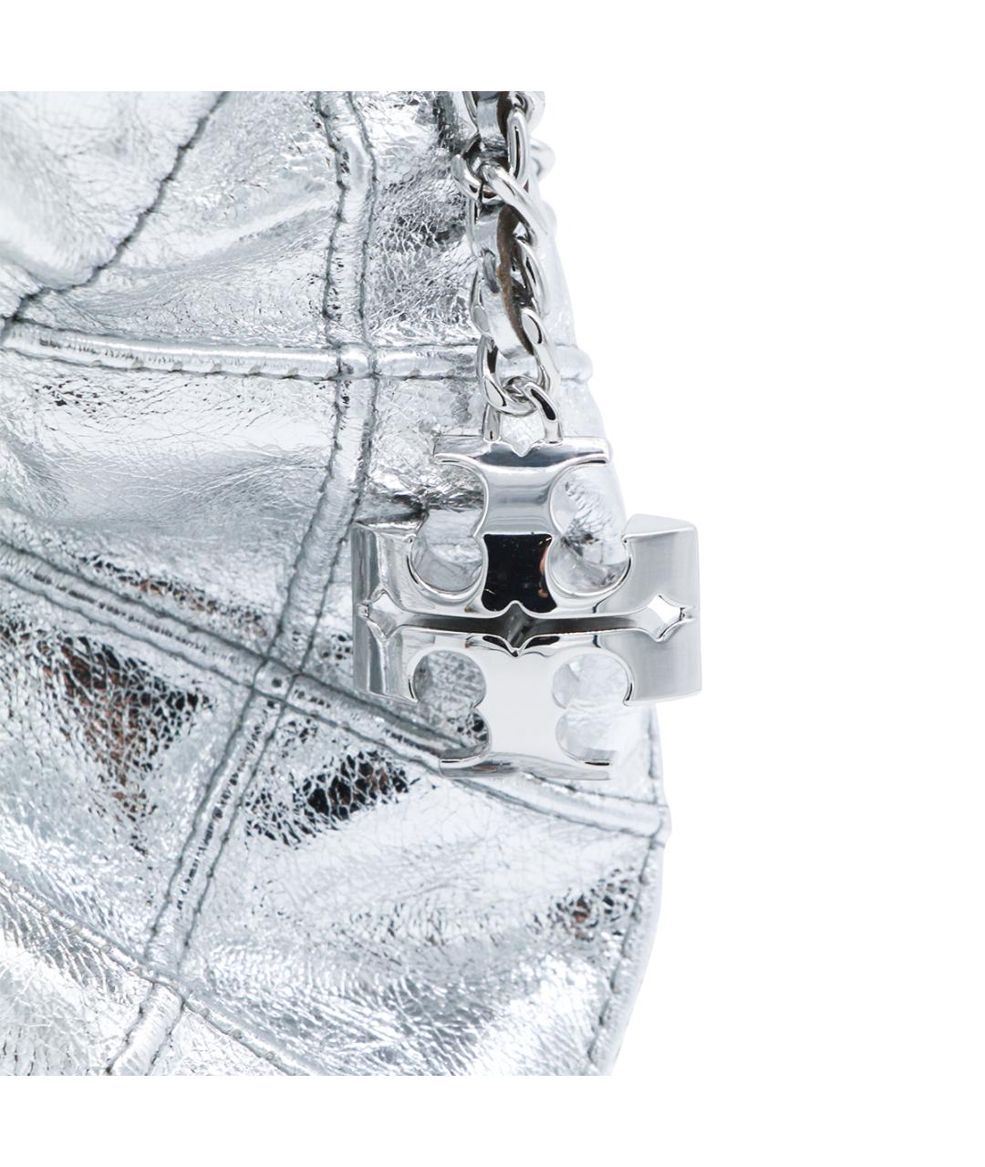 TORY BURCH Серебряная кожаная сумка через плечо, фото 4