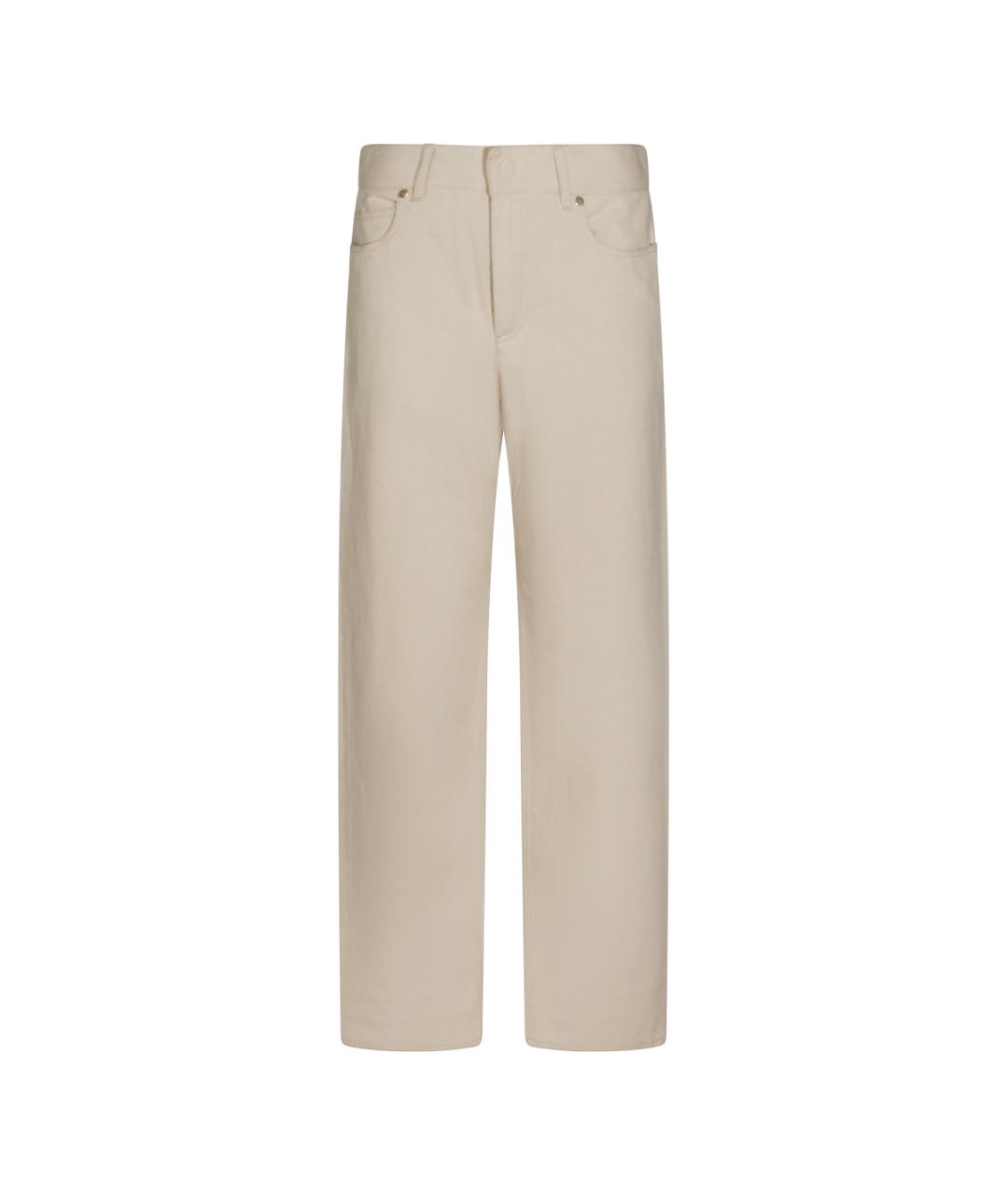 FENDI Бежевые хлопко-леновые прямые джинсы, фото 1