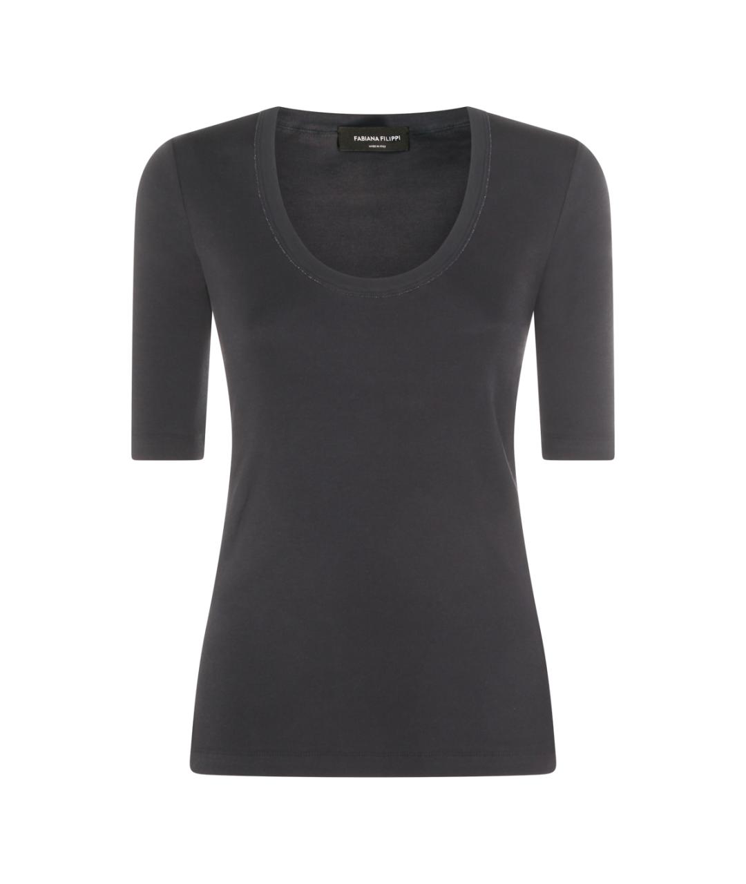 FABIANA FILIPPI Темно-синяя хлопко-эластановая футболка, фото 1