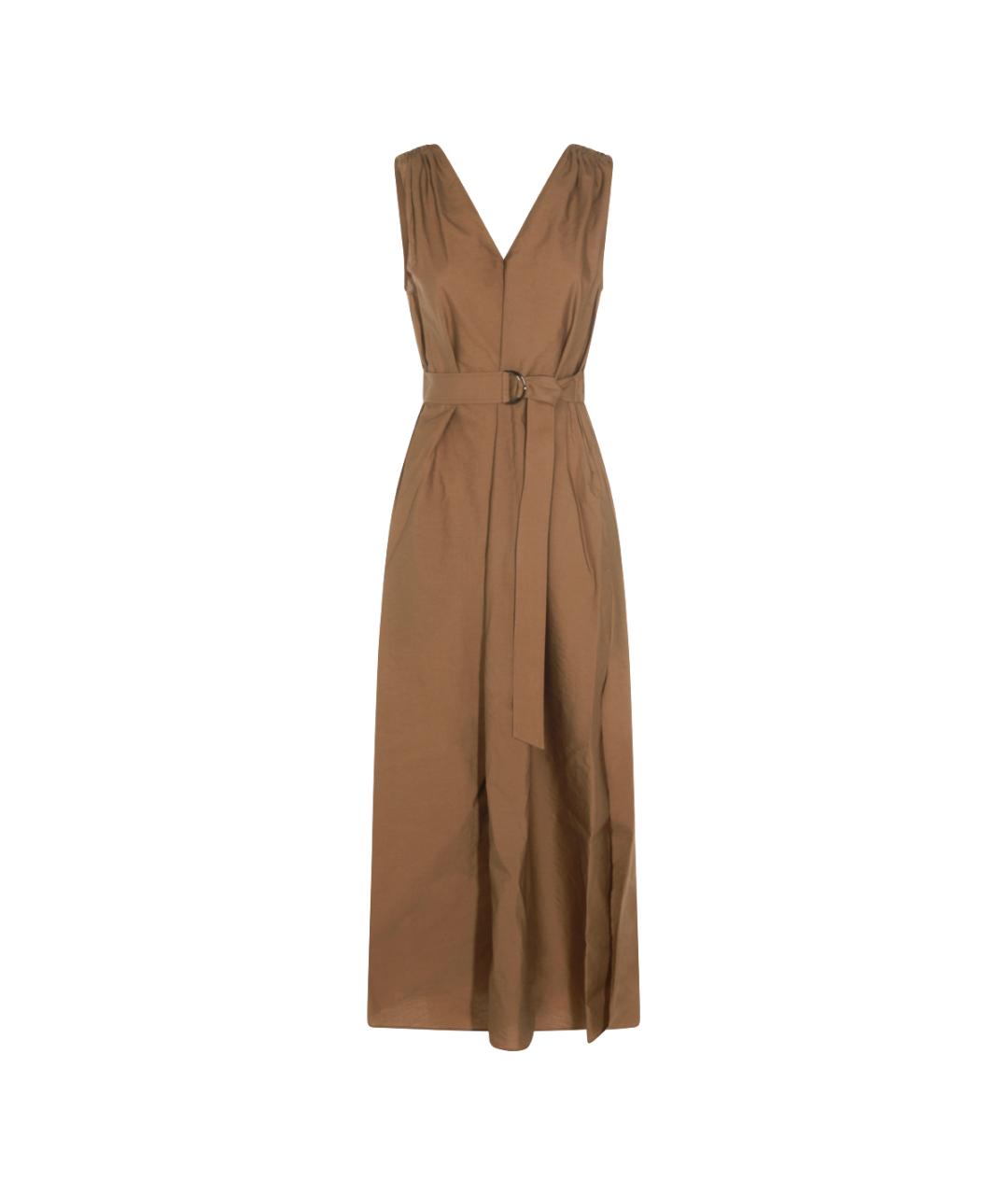 BRUNELLO CUCINELLI Коричневое хлопковое повседневное платье, фото 1