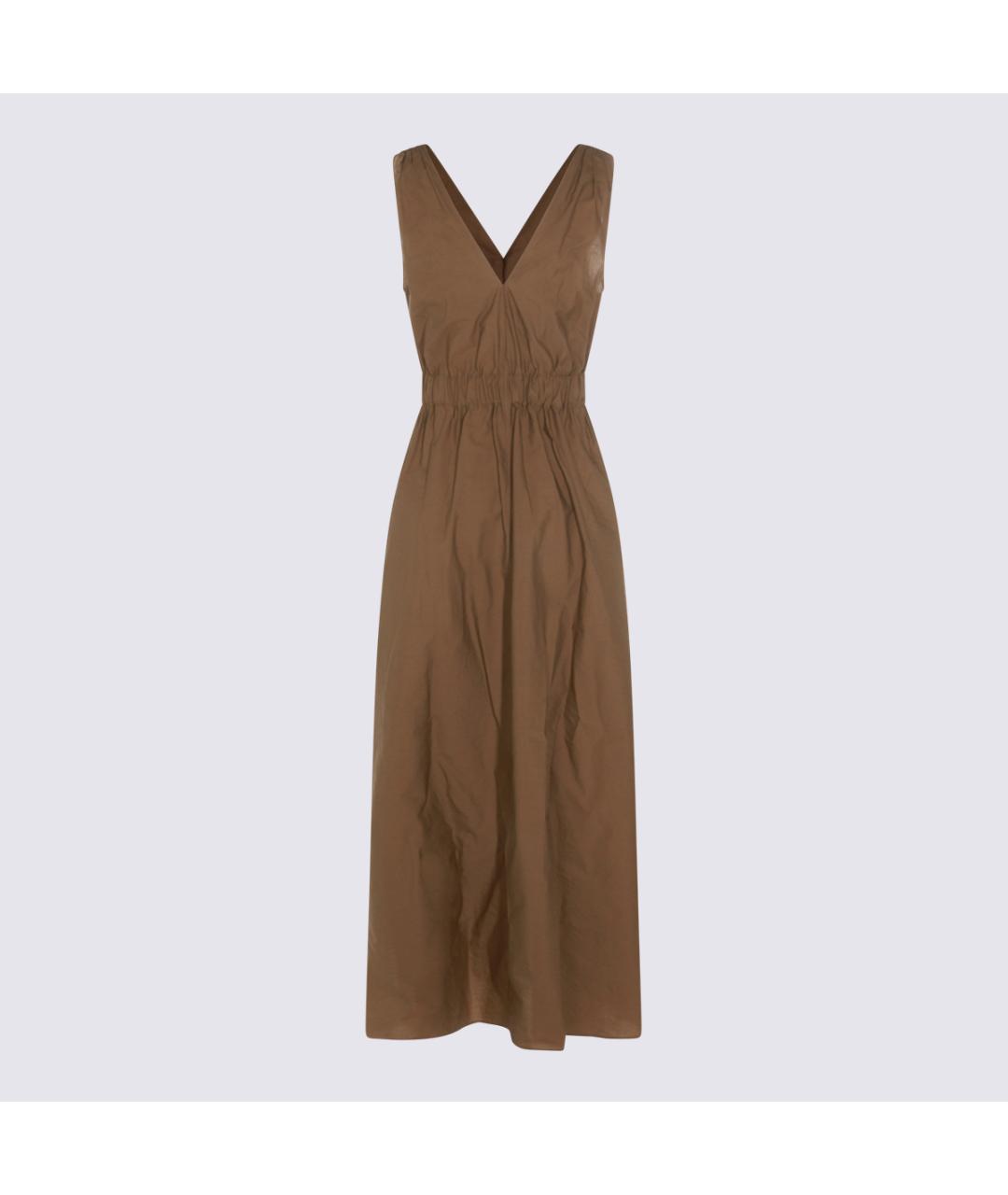 BRUNELLO CUCINELLI Коричневое хлопковое повседневное платье, фото 3