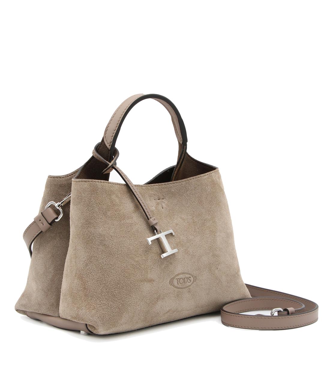 TOD'S Бежевая кожаная сумка тоут, фото 2