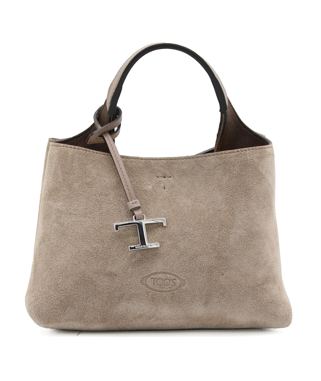 TOD'S Бежевая кожаная сумка тоут, фото 1