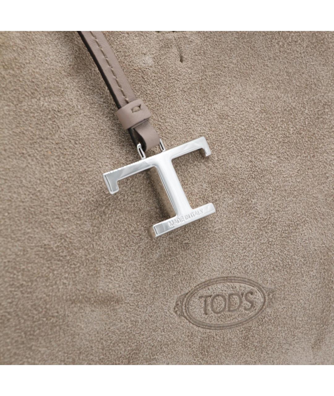 TOD'S Бежевая кожаная сумка тоут, фото 4