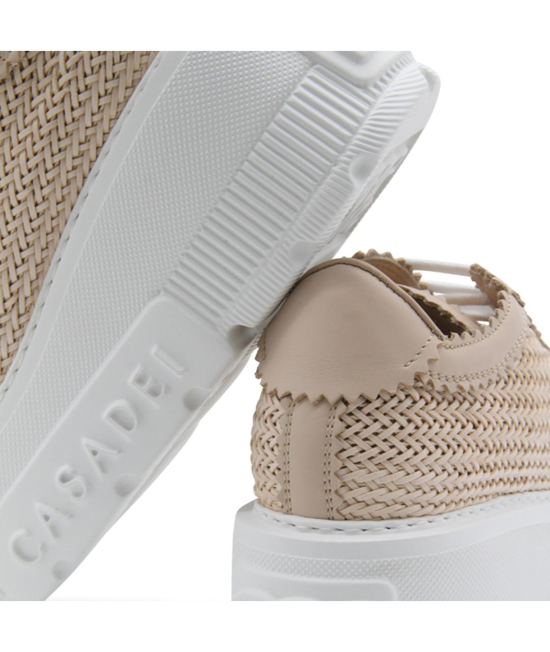 CASADEI Бежевые кожаные кроссовки, фото 4