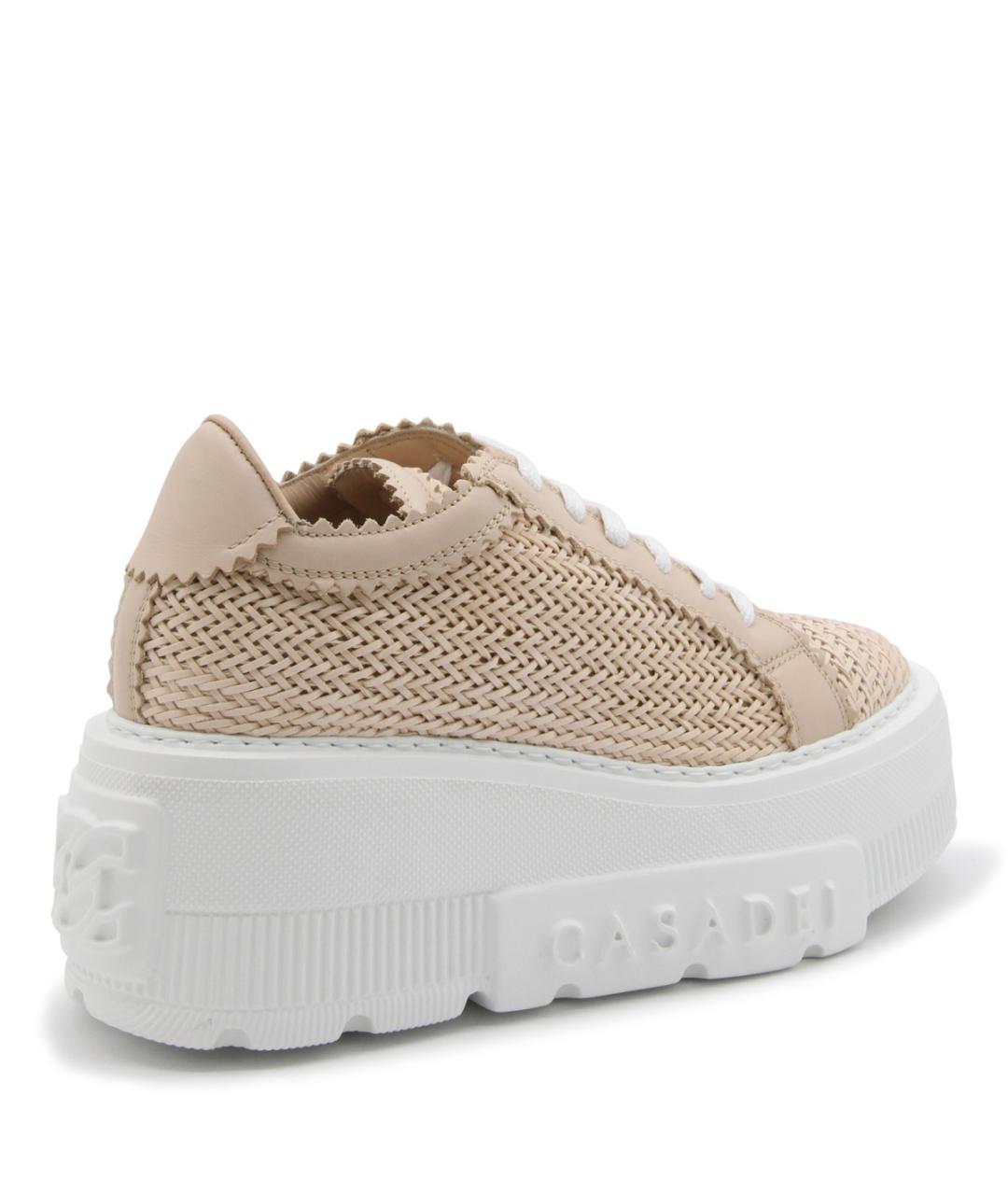 CASADEI Бежевые кожаные кроссовки, фото 3