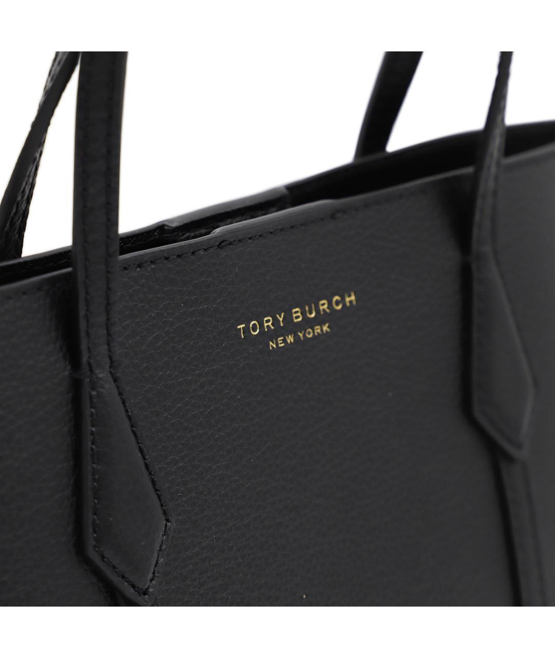 TORY BURCH Черная кожаная сумка тоут, фото 4