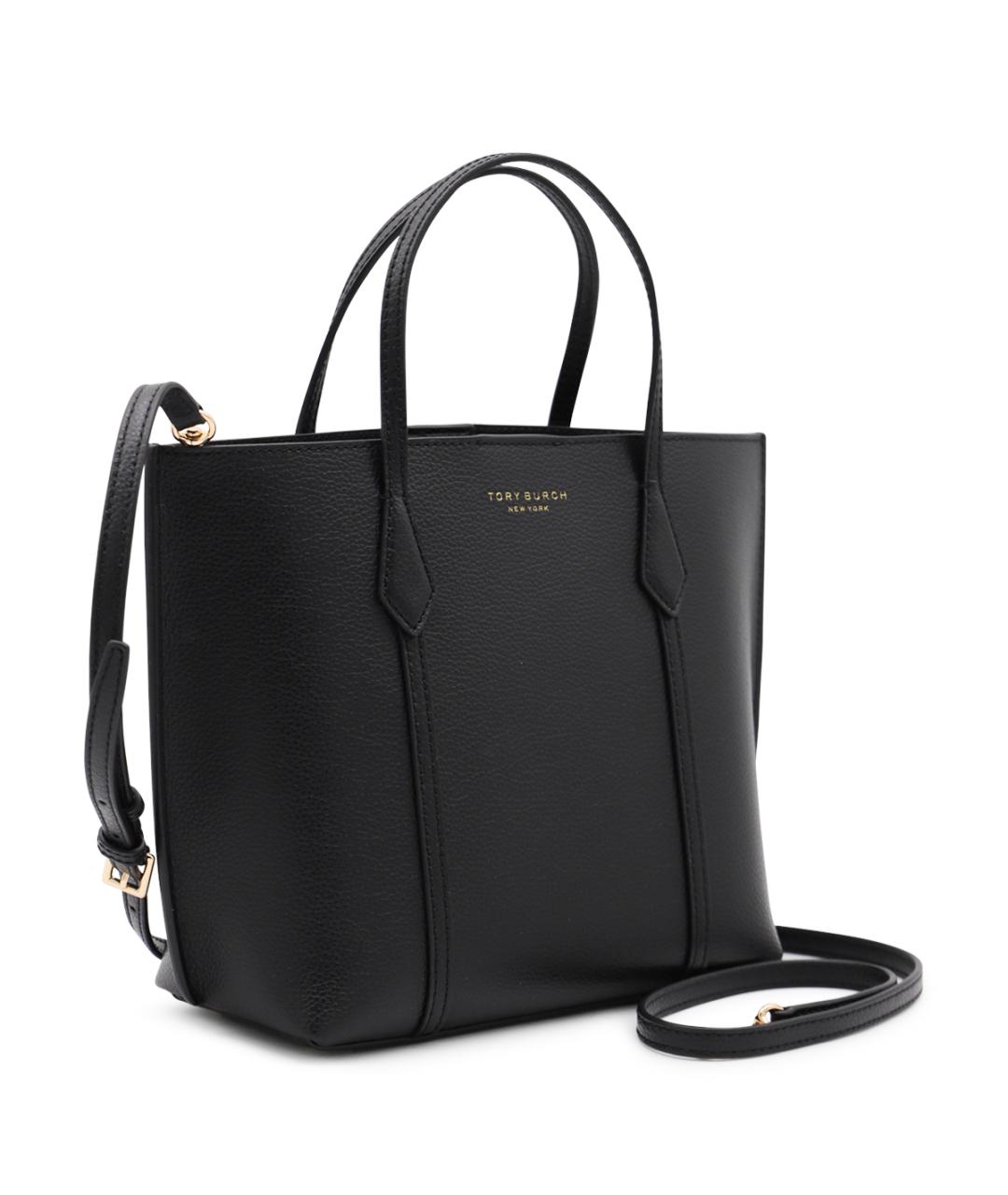 TORY BURCH Черная кожаная сумка тоут, фото 2