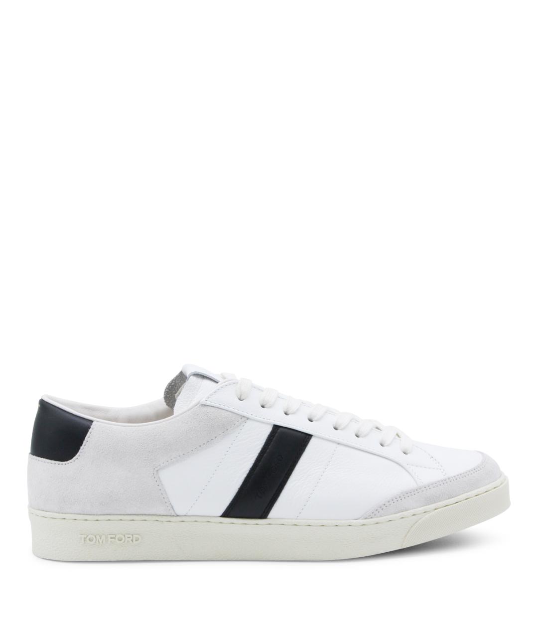 TOM FORD Белые кожаные низкие кроссовки / кеды, фото 1