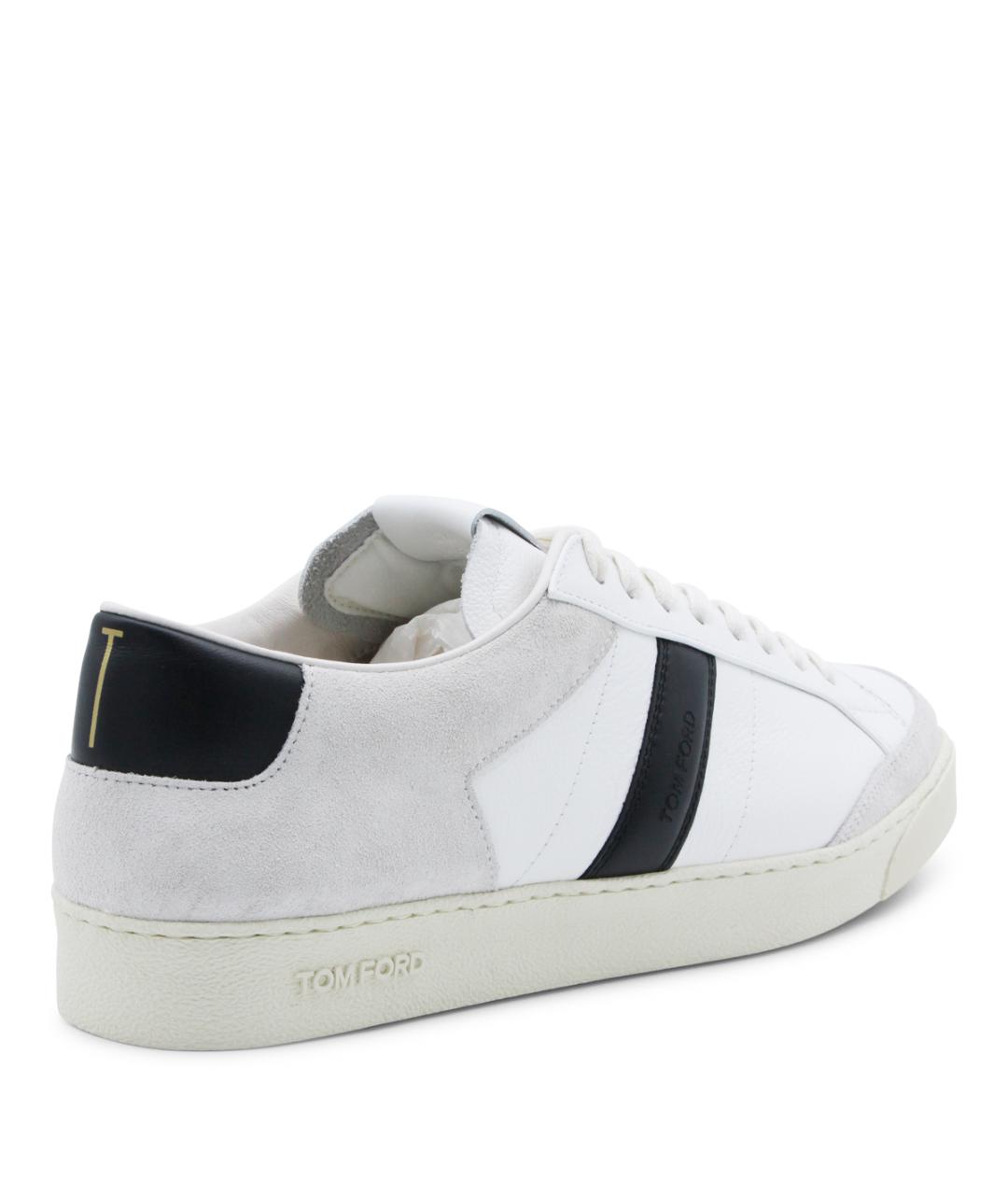 TOM FORD Белые кожаные низкие кроссовки / кеды, фото 3