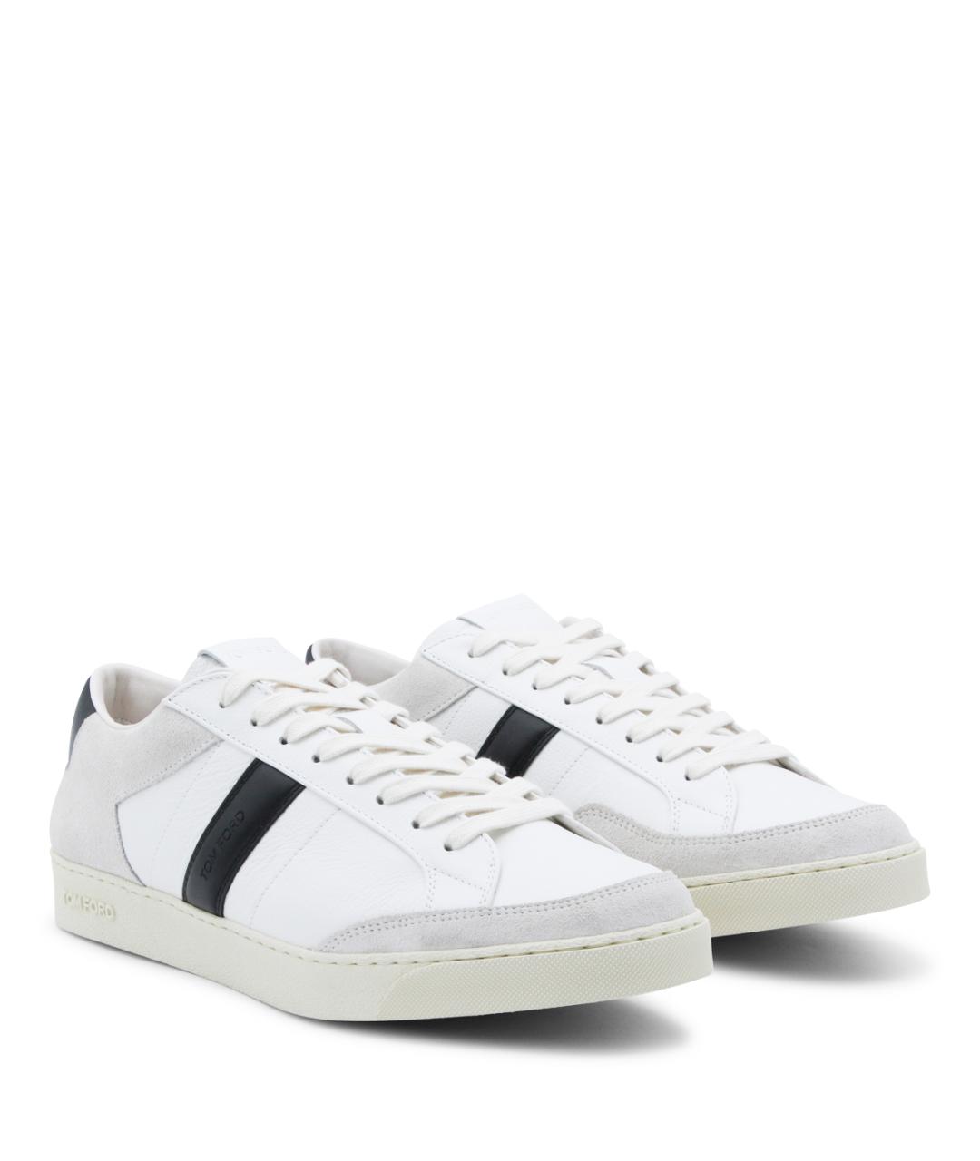 TOM FORD Белые кожаные низкие кроссовки / кеды, фото 2