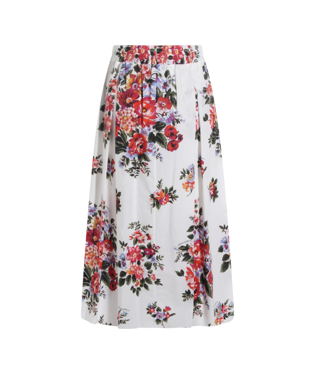 DOLCE&GABBANA Белая хлопковая юбка миди, фото 2