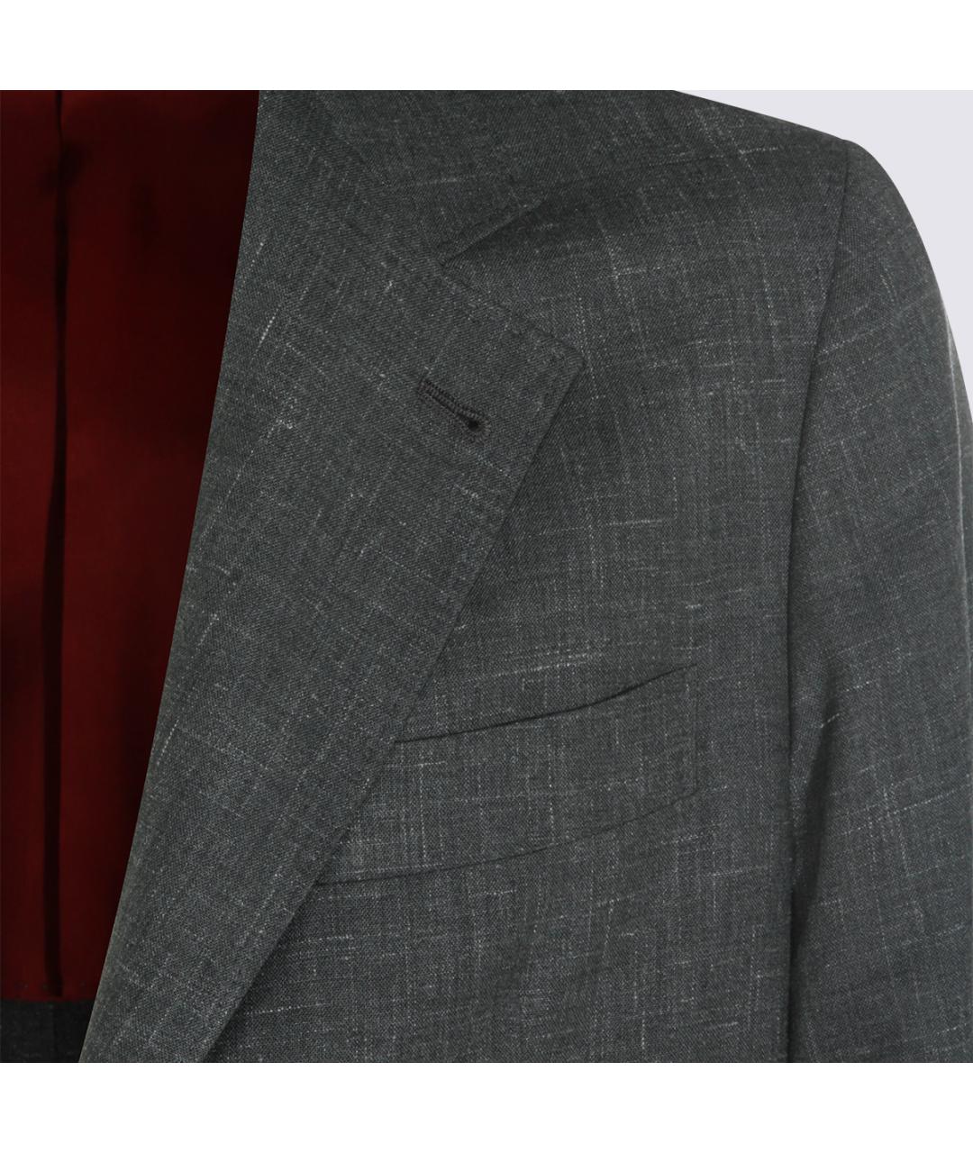 BRUNELLO CUCINELLI Серый шерстяной пиджак, фото 4