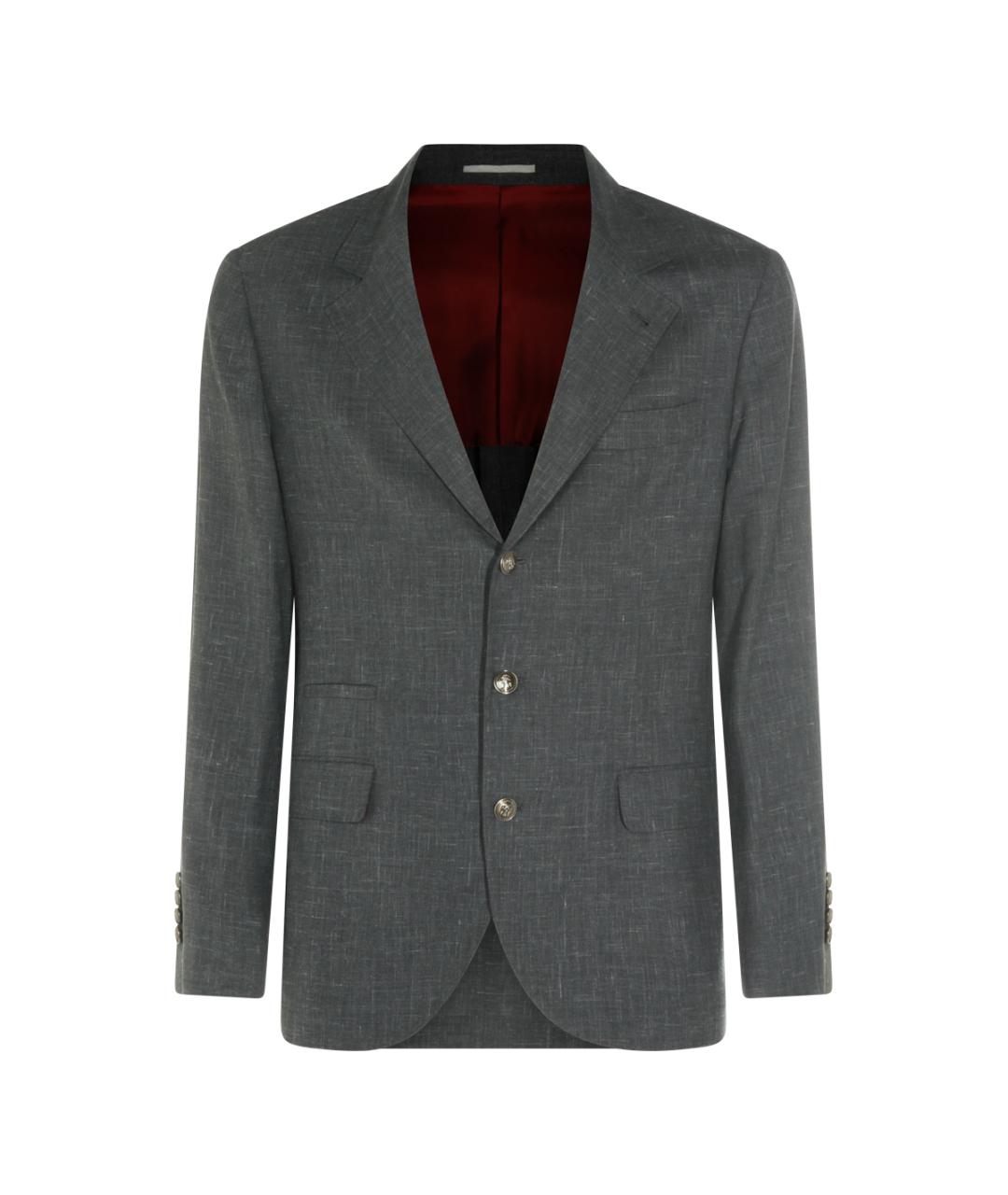 BRUNELLO CUCINELLI Серый шерстяной пиджак, фото 1