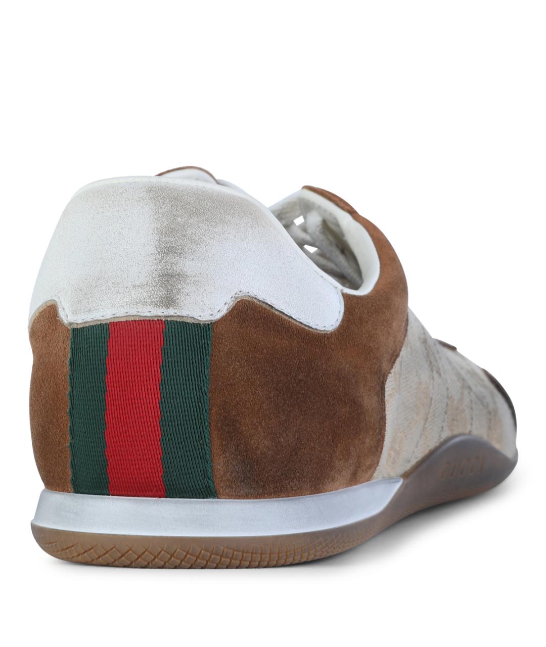 GUCCI Коричневые текстильные низкие кроссовки / кеды, фото 3