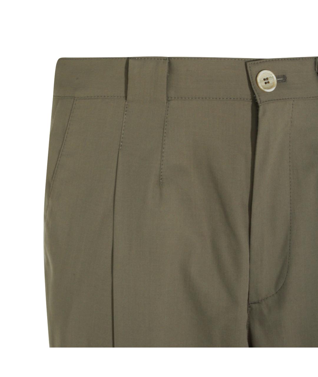 BRUNELLO CUCINELLI Зеленые хлопковые повседневные брюки, фото 3