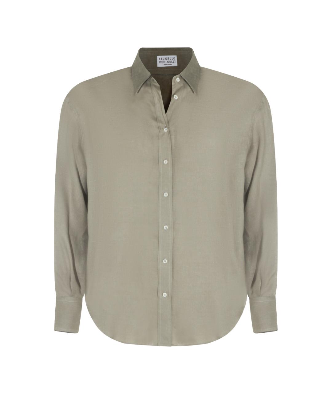 BRUNELLO CUCINELLI Зеленая льняная рубашка, фото 1