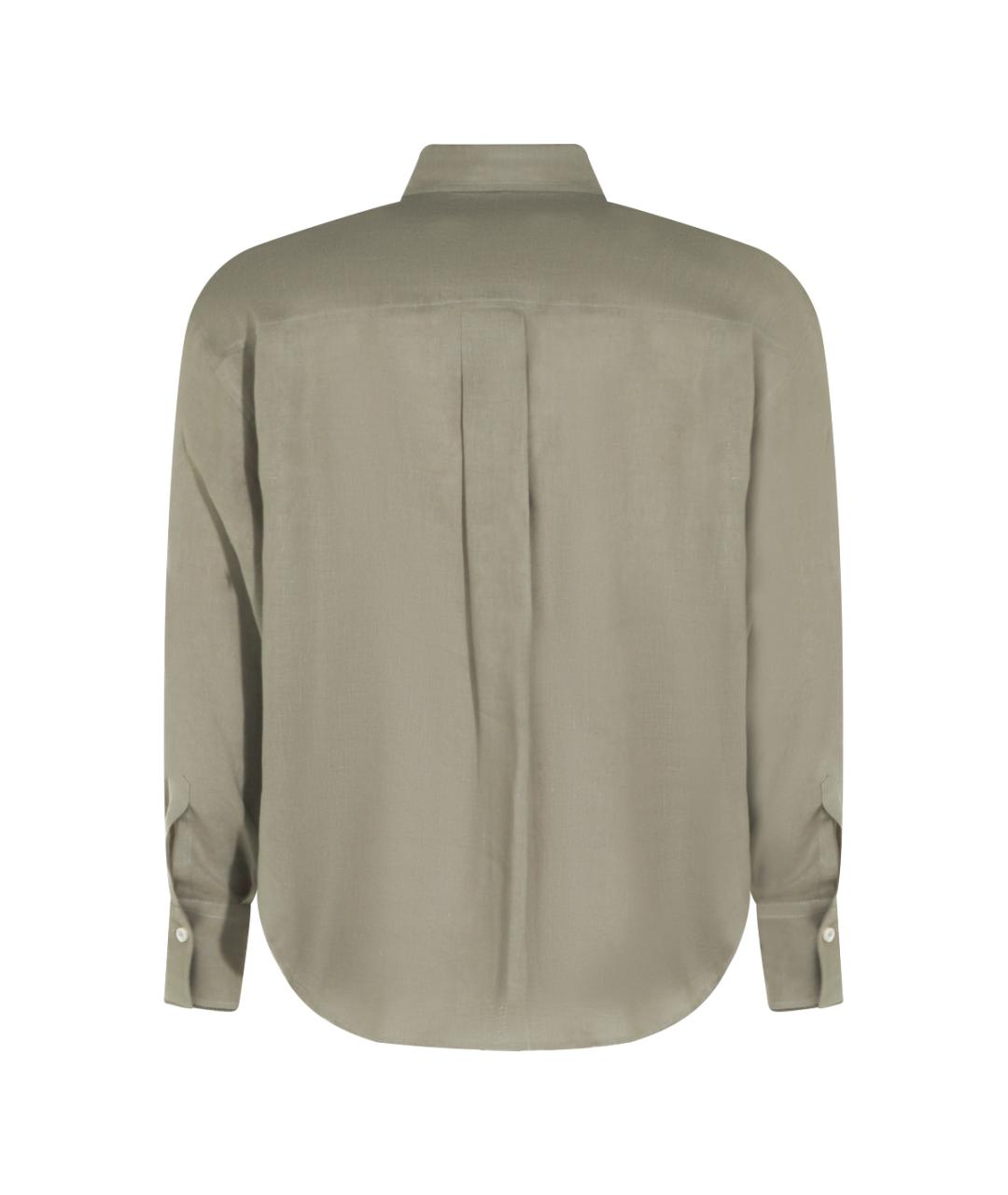 BRUNELLO CUCINELLI Зеленая льняная рубашка, фото 2