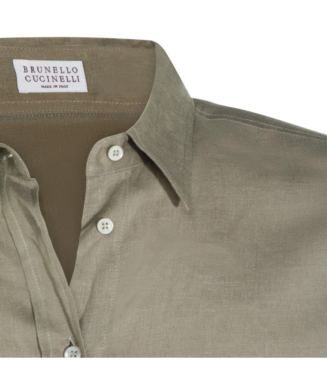 BRUNELLO CUCINELLI Зеленая льняная рубашка, фото 4