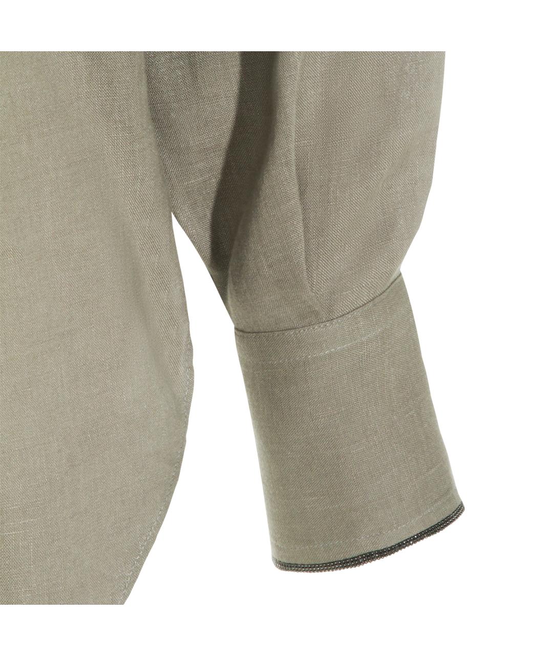 BRUNELLO CUCINELLI Зеленая льняная рубашка, фото 3