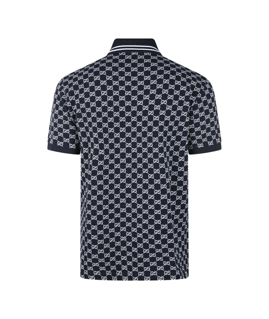 GUCCI Темно-синее хлопковое поло с коротким рукавом, фото 2