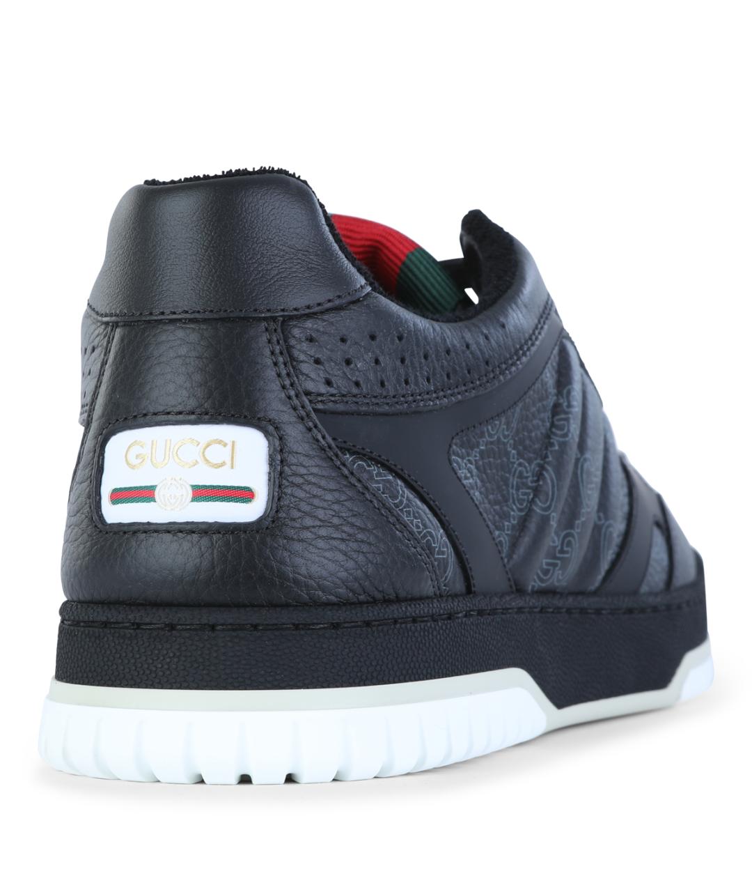 GUCCI Черные кожаные низкие кроссовки / кеды, фото 3