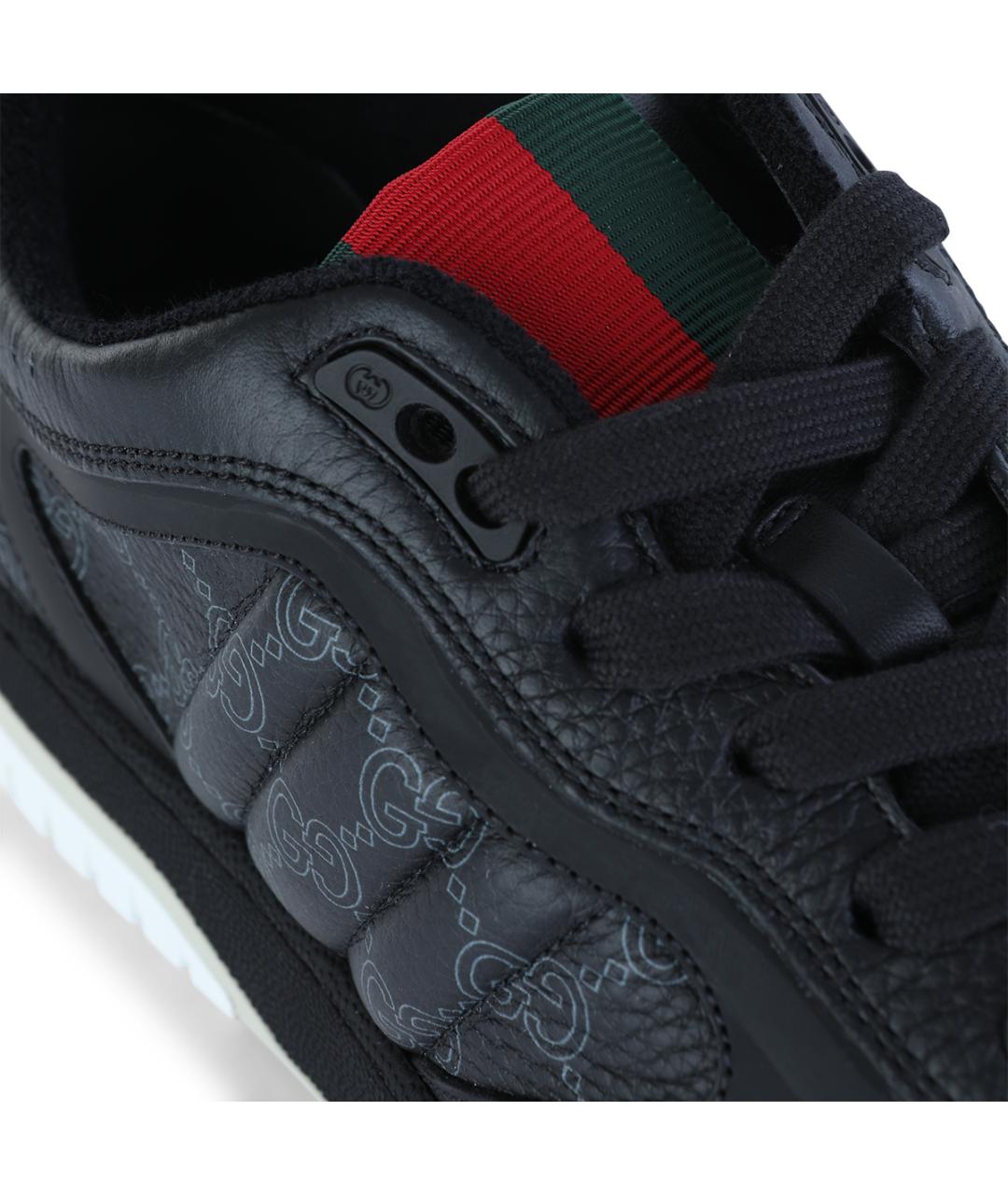 GUCCI Черные кожаные низкие кроссовки / кеды, фото 4