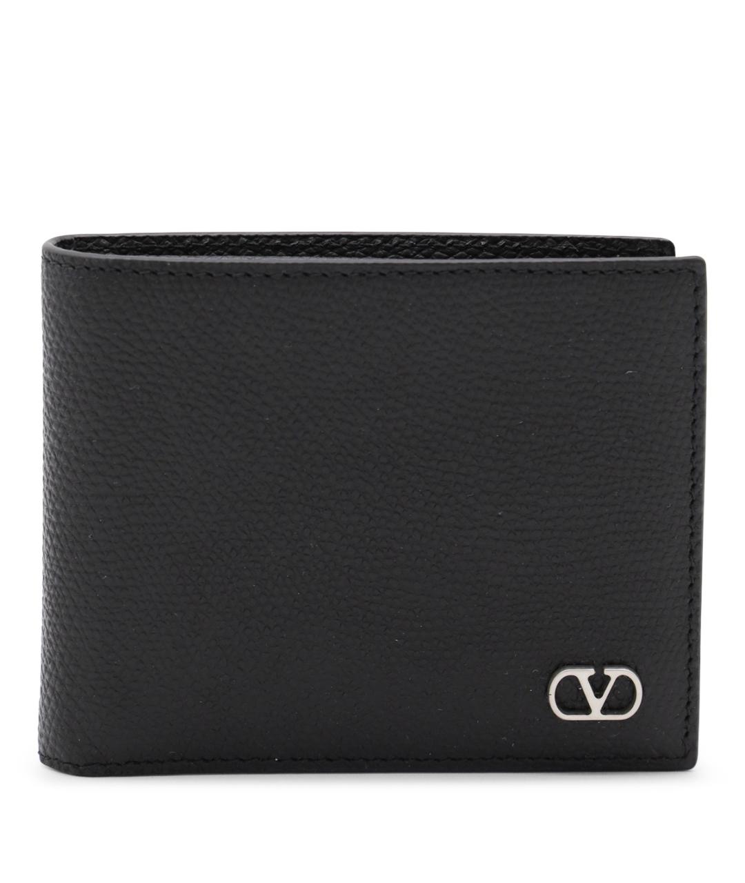 VALENTINO Черный кожаный кошелек, фото 1