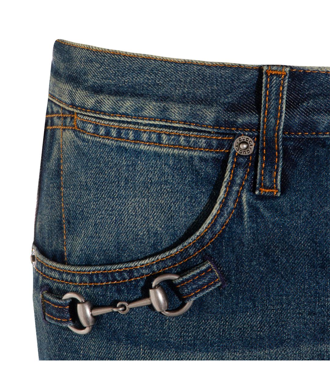 GUCCI Синие хлопковые прямые джинсы, фото 4