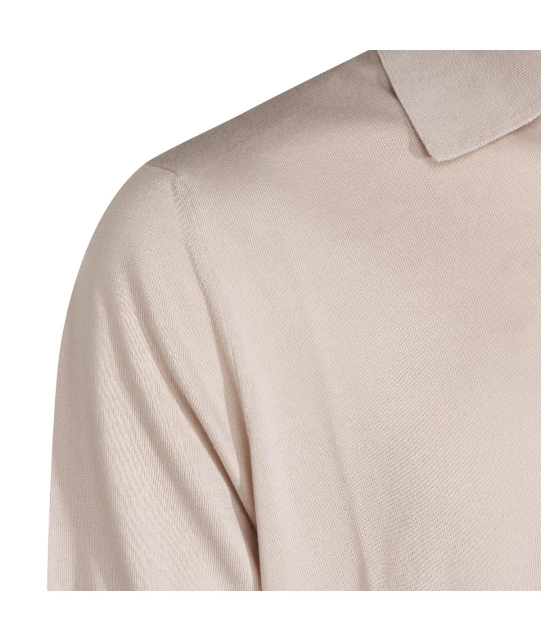 BRUNELLO CUCINELLI Бежевое хлопковое поло с коротким рукавом, фото 3