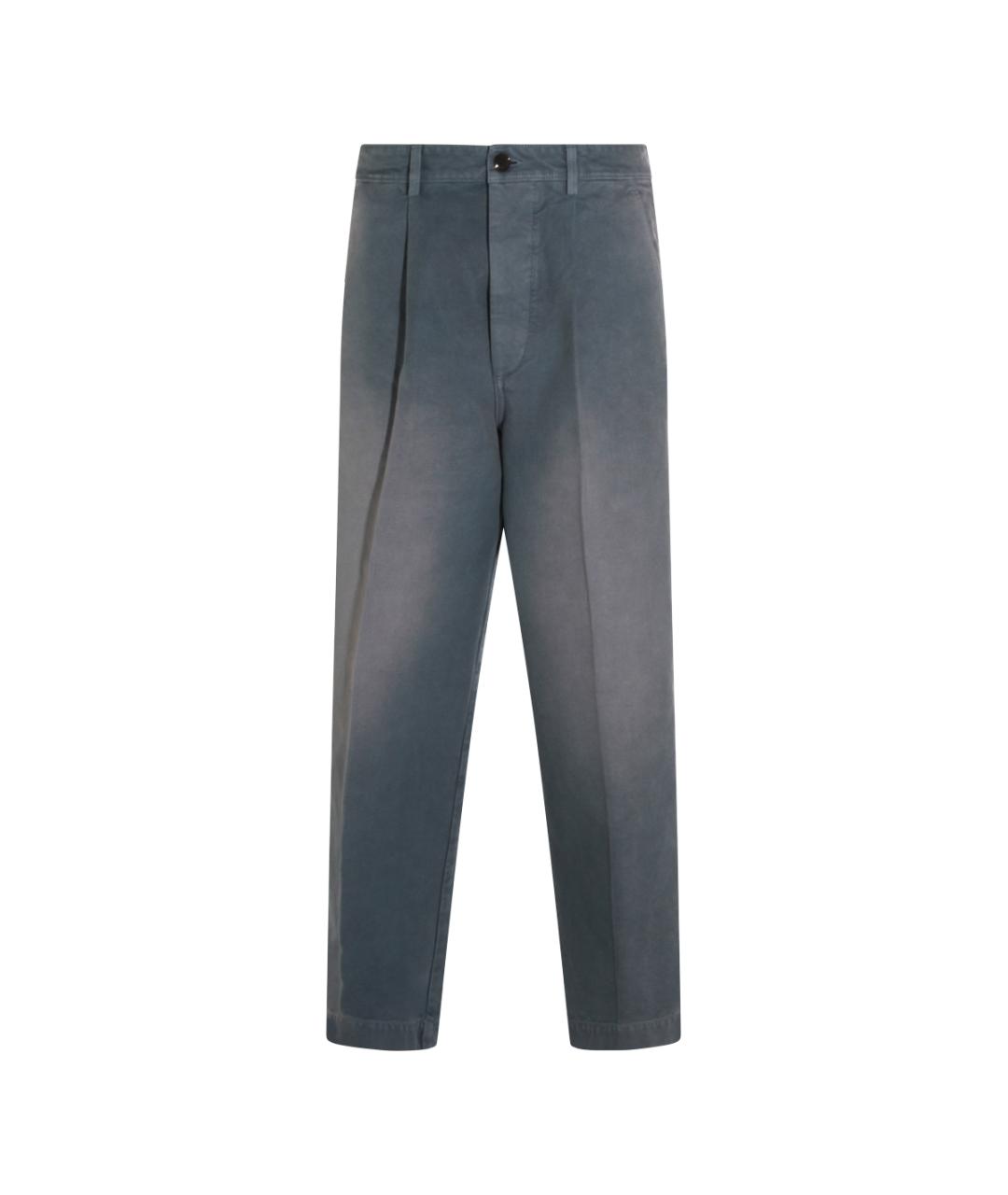 MARNI Синие хлопковые повседневные брюки, фото 1