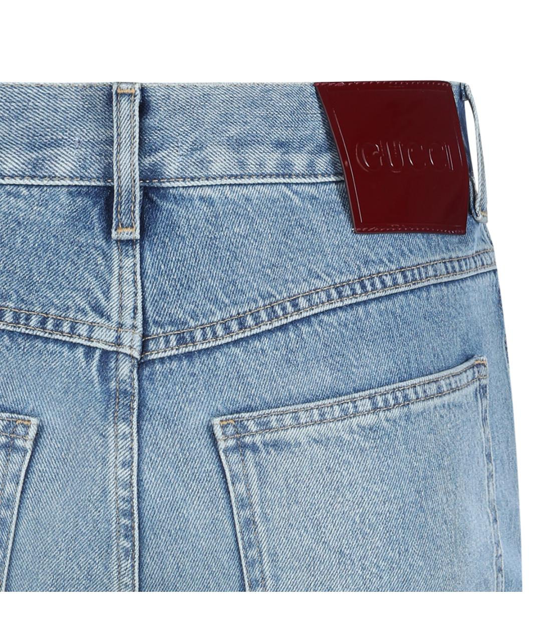 GUCCI Синие хлопковые прямые джинсы, фото 4