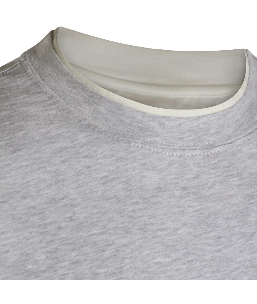 BRUNELLO CUCINELLI Серая хлопковая футболка, фото 4