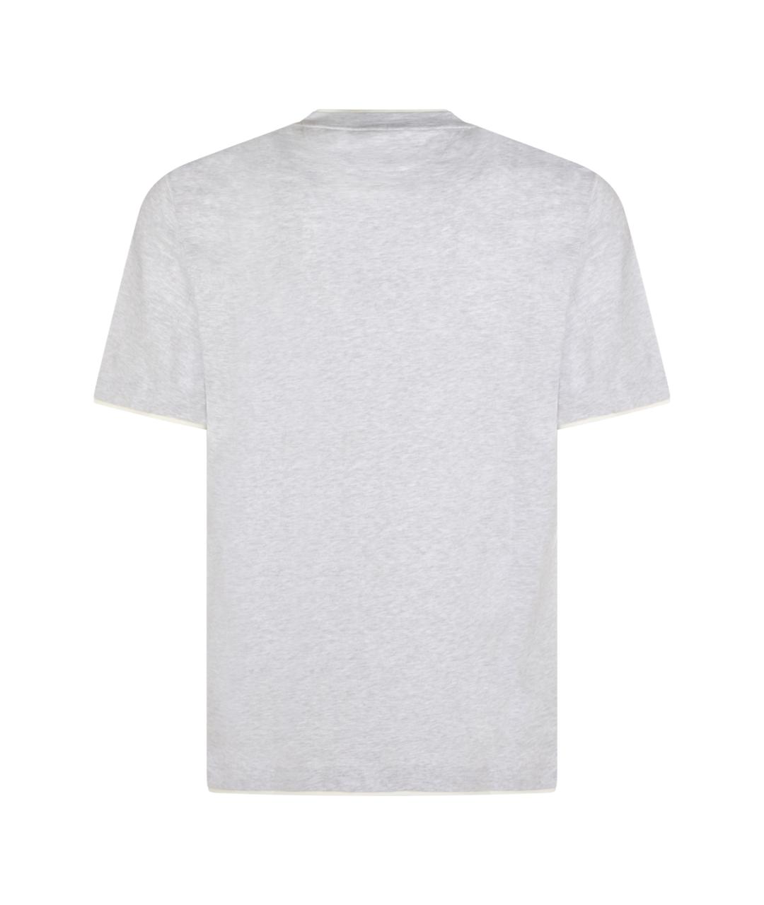 BRUNELLO CUCINELLI Серая хлопковая футболка, фото 2